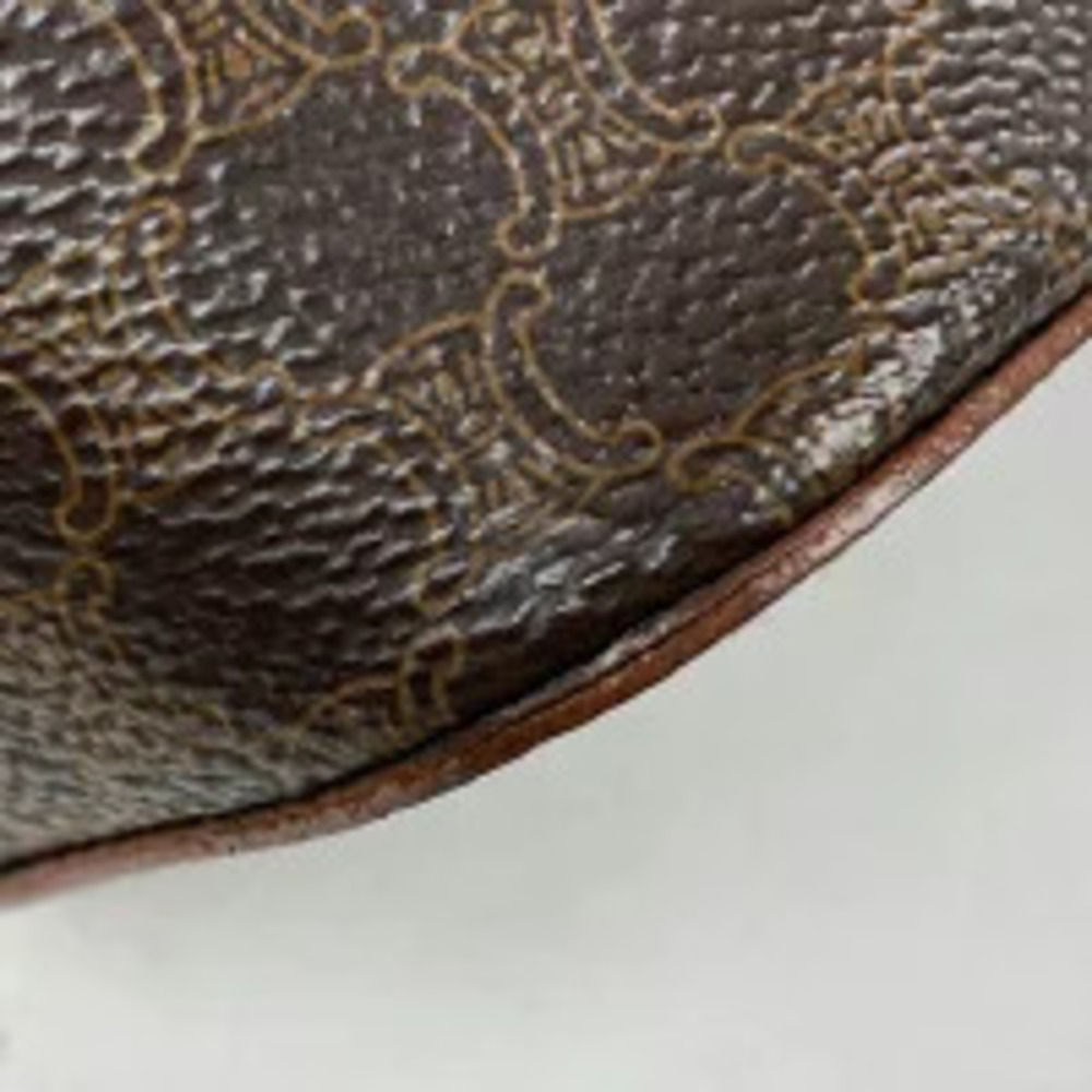 Celine Macadam Canvas Clutch Makeup Brown Bag Vanity Handbag Brown